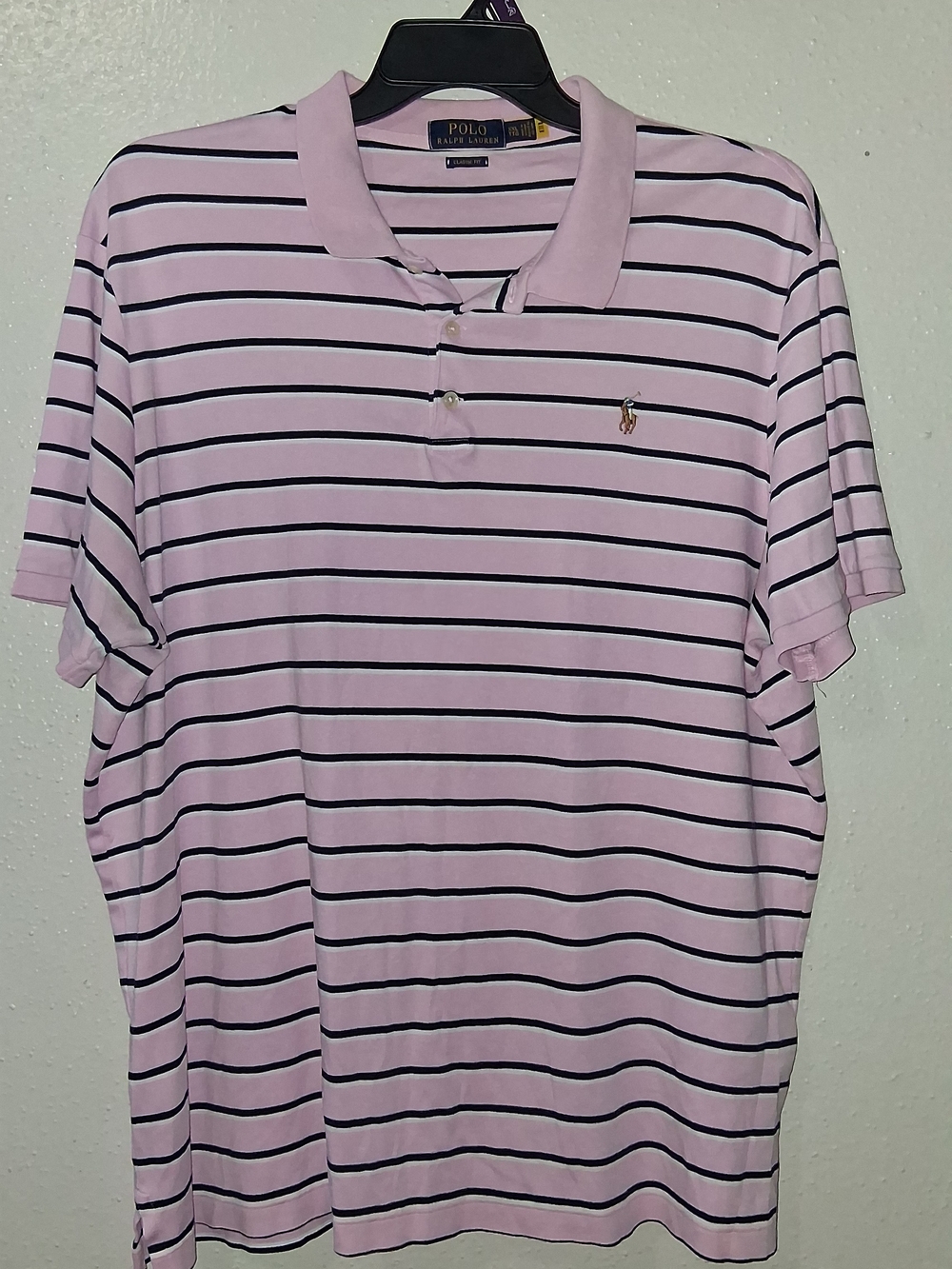 Polo by Ralph Lauren Light Pink Polo with Navy Stripes